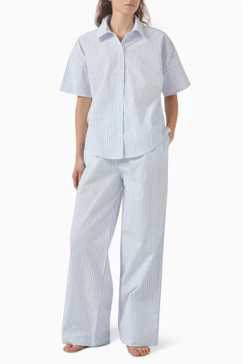 قميص بنقشة مخططة قطن بوبلين