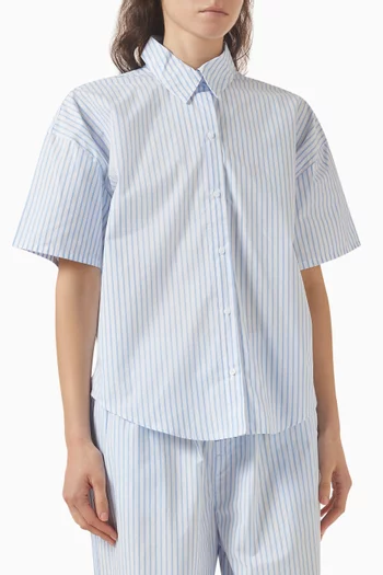 قميص بنقشة مخططة قطن بوبلين