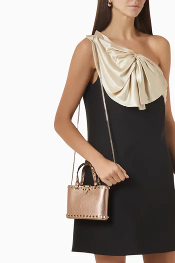Mini Rockstud Shopping Bag In Laminated Calfskin