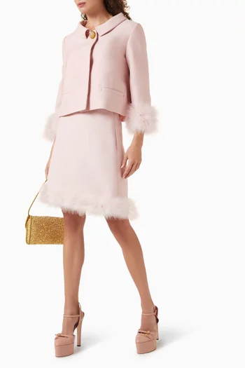 Feather-hem Mini Skirt in Crepe Couture