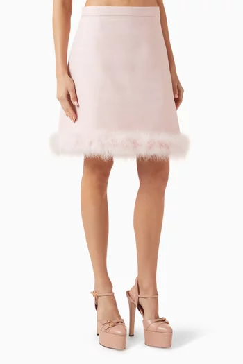 Feather-hem Mini Skirt in Crepe Couture
