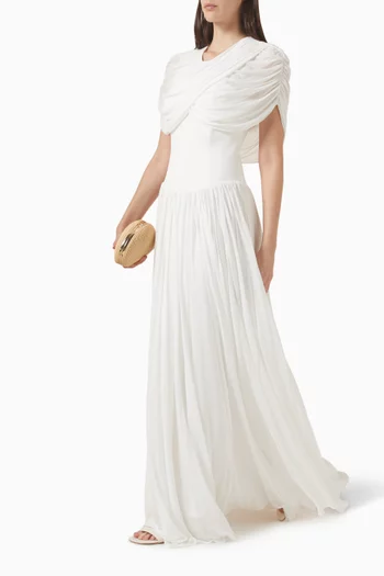 فستان نانسي طويل بتصميم مشد وكاب