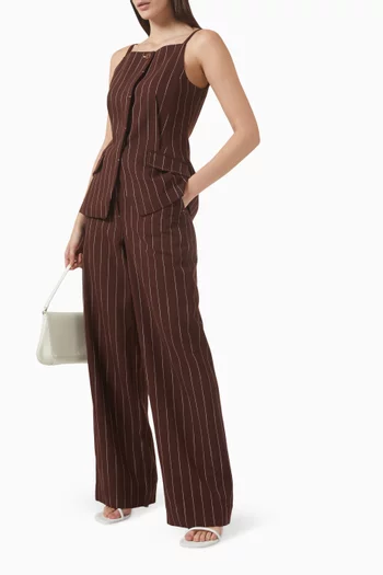 بلوزة إيدي بنقشة مخططة مزيج فيسكوز