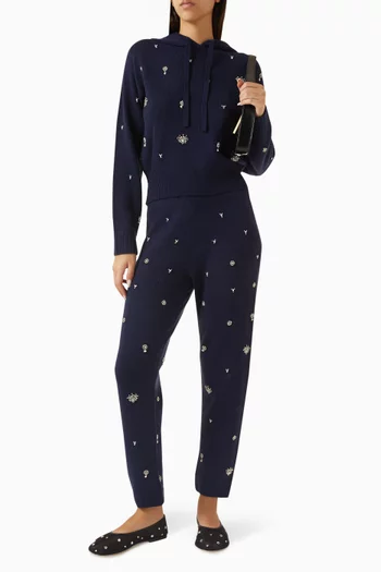 كنزة كارمن بغطاء رأس ومطرزة مزيج صوف