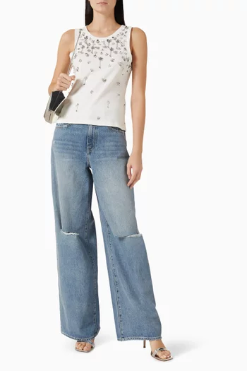 بلوزة أليستير بلا أكمام بتصميم مطرز قطن