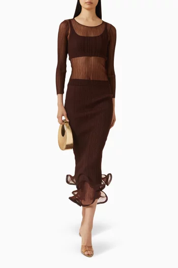 تنورة كيلسو بطيّات بيلسيه نسيج شفاف