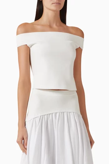 بلوزة دالتون بأكتاف مكشوفة مزيج رايون