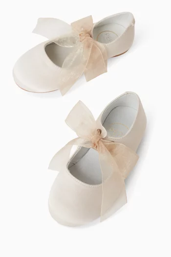 Organza Bow Ballet Flats in Satin