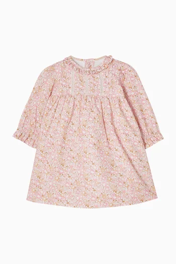 فستان نيلي دانتيل وزهور 