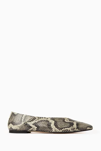 Moa Ballet Flats in Snake-print Leather