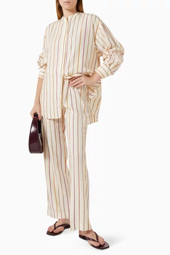 Striped Straight-leg Pants