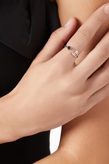 Arabic Letter 'Ha' Sapphire Ring in 18kt White Gold