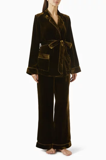 طقم بدلة باميلا بحزام مخمل