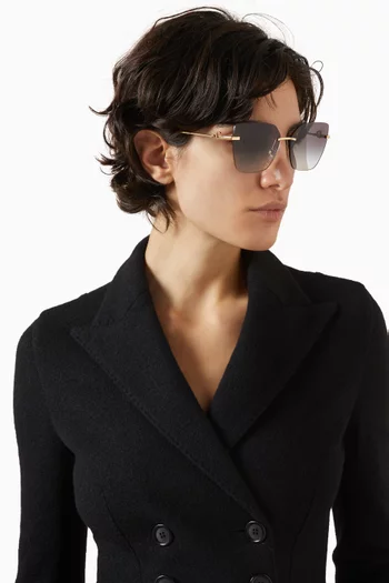 نظارة شمسية بدون إطار بتصميم عين القطة معدن