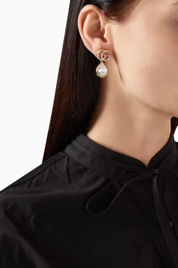 أقراط متدلية مارمونت بشعار حرفي GG مرصعة بالكريستال ‏نحاس