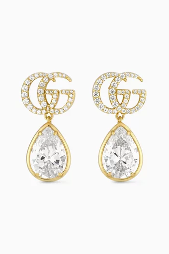أقراط متدلية مارمونت بشعار حرفي GG مرصعة بالكريستال ‏نحاس