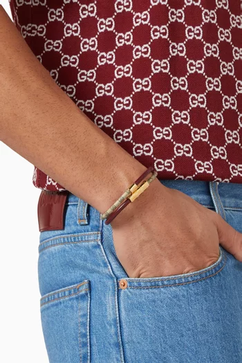 GG Double Bracelet in Leather & Canvas