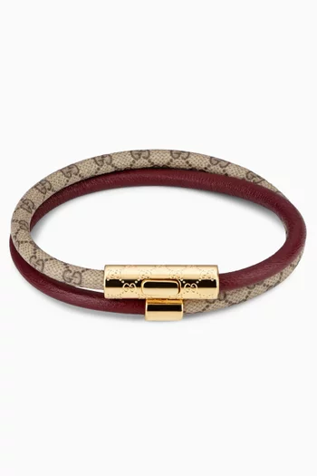 GG Double Bracelet in Leather & Canvas