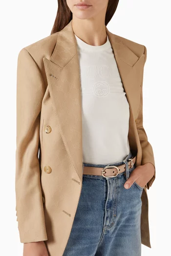 حزام بإبزيم بيضاوي جلد