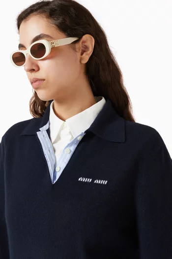 نظارة شمسية بإطار بيضاوي أسيتات