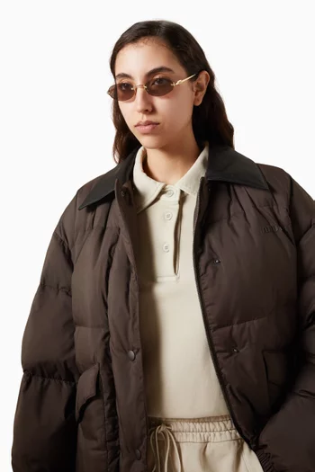 نظارة شمسية بتصميم بيضاوي بدون إطار معدن