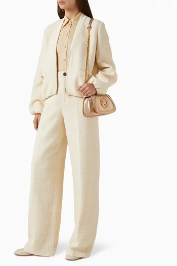 حقيبة كتف بلوندي صغيرة جلد لامع