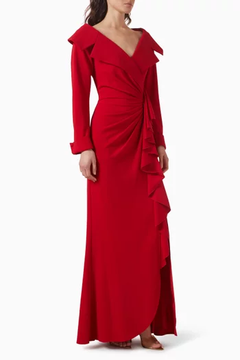 فستان سهرة كريب بكشكش