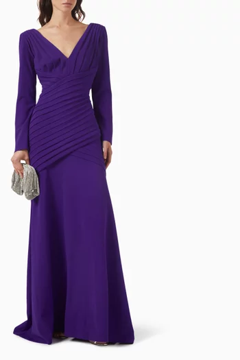 Keris Pleated Gown in Crepe