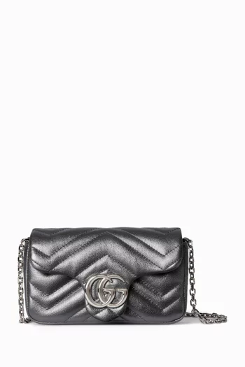Mini GG Marmont Shoulder Bag in Lamé Matelassé Leather