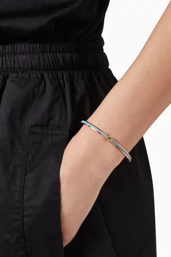 C Enamel Hinged Bracelet in Plated Brass