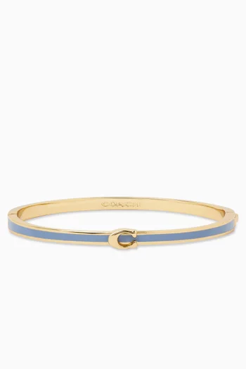 C Enamel Hinged Bracelet in Plated Brass