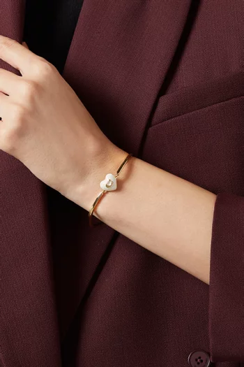 Chalk Hearts Cuff Bracelet in Plated Brass