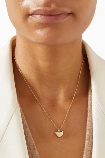 Puffy Heart Short Pendant Necklace in Plated Brass