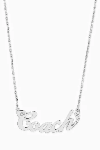 Nameplate Short Pendant Necklace in Plated Brass