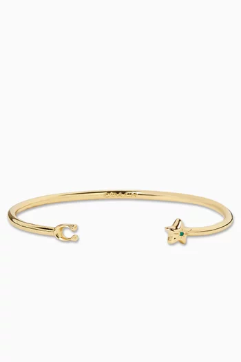 Star Open Cuff Bracelet in Plated Brass