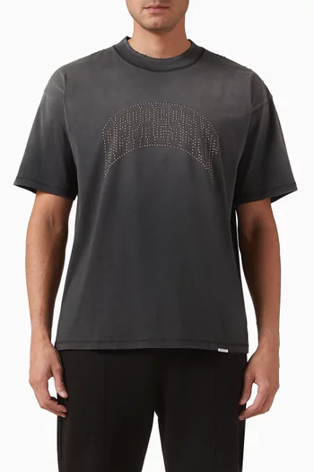 تي شيرت مطرز بشعار الماركة قطن