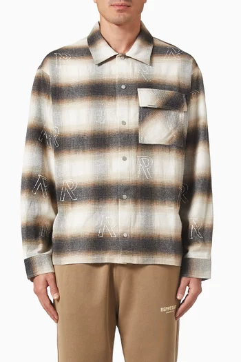 All Over Initial Flannel Shirt in Cotton-blend