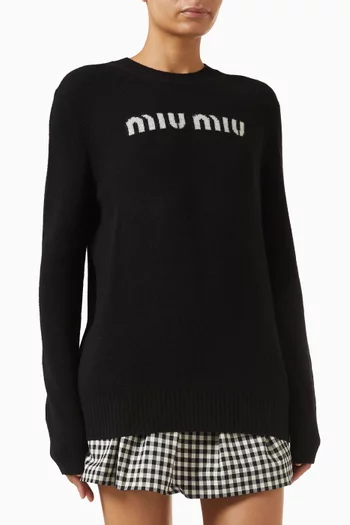 Logo Knit Sweater in Wool & Cashmere