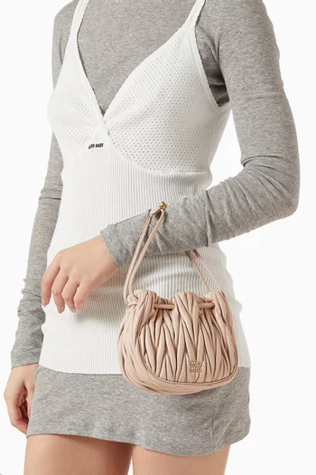 Logo Drawstring Pouch in Matelassé Nappa