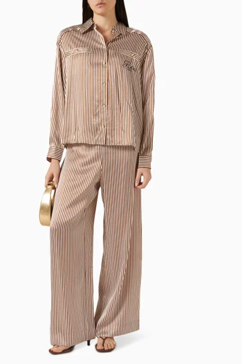 x Ritz Striped Pyjama Shirt in Silk