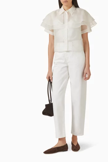 بلوزة بكاب وشفافة حرير وأورجانزا