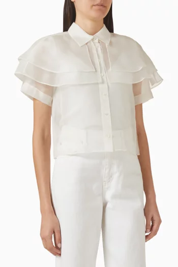 بلوزة بكاب وشفافة حرير وأورجانزا