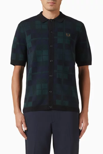 Black Watch Tartan Knit Shirt in Cotton