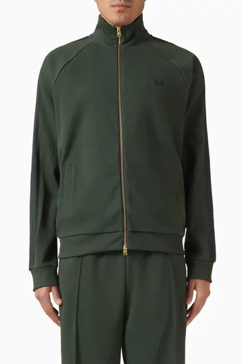 جاكيت رياضي بشريط منقط مزيج قطن