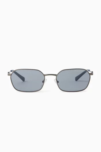 Cross Flat Rectangular Sunglasses in Metal