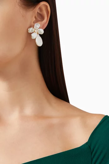 Fleur De Cleo Earrings in Gold-plated Brass