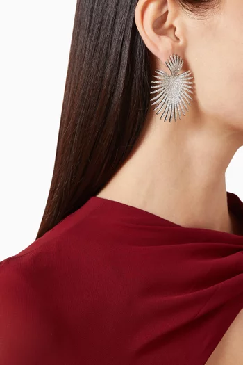 Throne Pavé Earrings in Rhodium-plated Brass