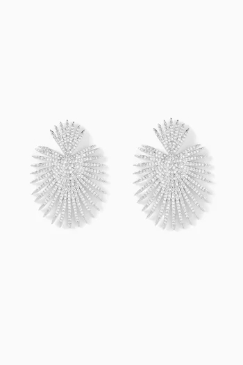 Throne Pavé Earrings in Rhodium-plated Brass