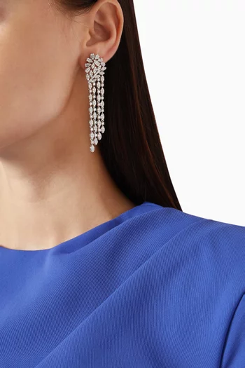 Fleurir Drop Earrings in Rhodium-plated Brass