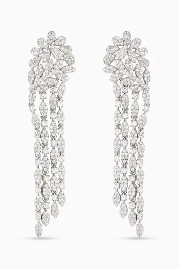 Fleurir Drop Earrings in Rhodium-plated Brass